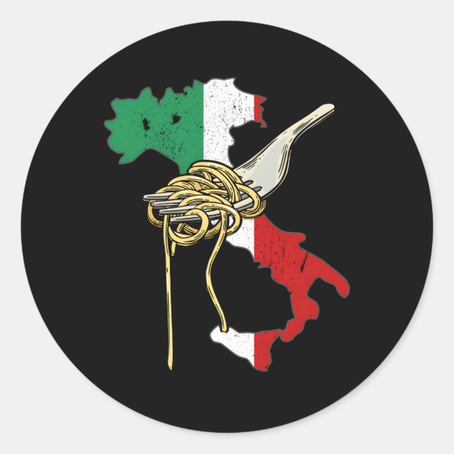 Italian Flag Italy Map Spaghetti Pasta Italia Classic Round Sticker (Front)