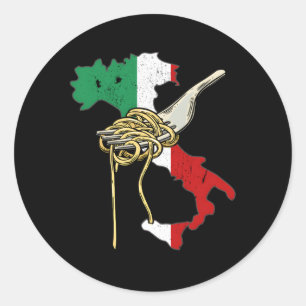 Italian Flag Italy Map Spaghetti Pasta Italia Classic Round Sticker