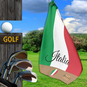 Italian flag & Italy, monogrammed Golf / sports Towel