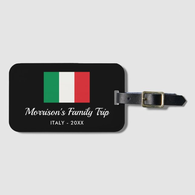 Italian Flag Italy Trip Custom Text Luggage Tag (Front Horizontal)