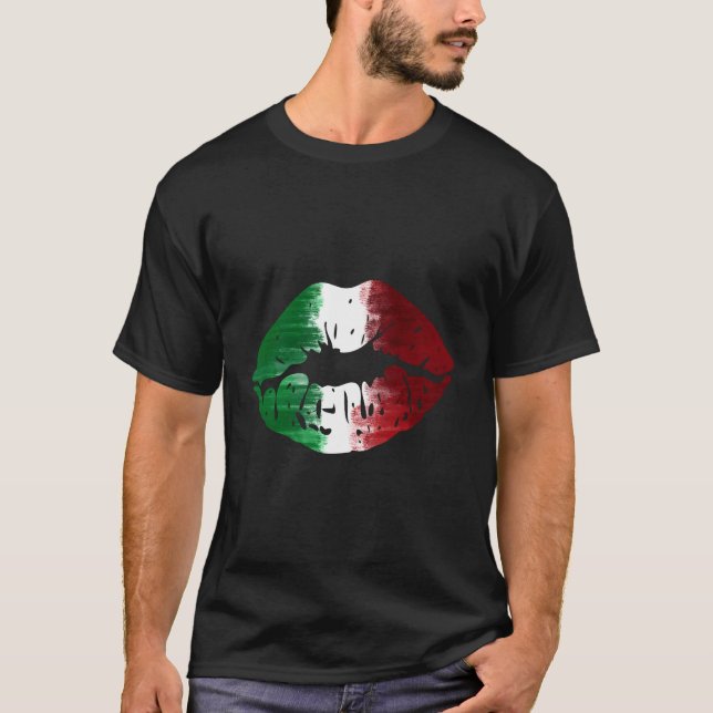 Italian Flag Kiss Me I'M Italian Lips T-Shirt (Front)
