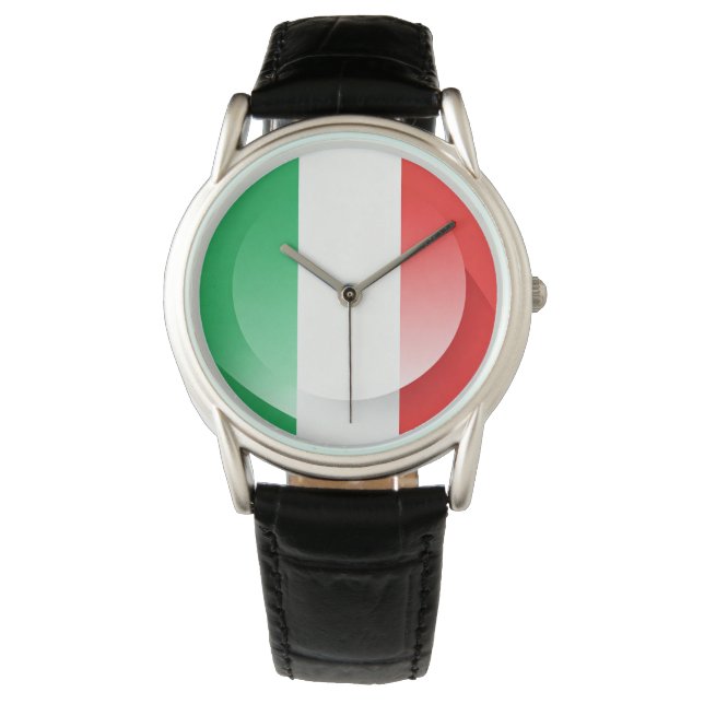 Italian Flag Leather Watch  (Front)