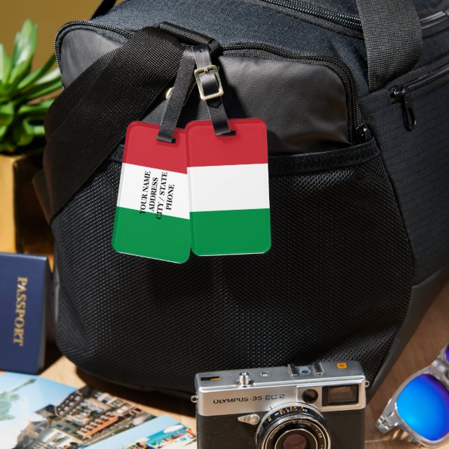 Italian flag luggage tags for bags and suitcases (Front & Back)