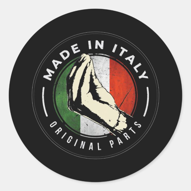 Italian Flag Made In Italy Hand Gesture Italia Classic Round Sticker (Front)