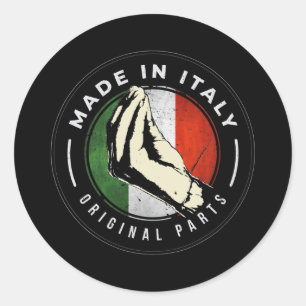 Italian Flag Made In Italy Hand Gesture Italia Classic Round Sticker
