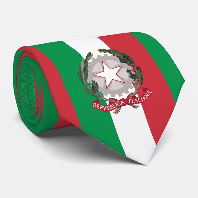 Italian Flag & National Emblem, Flag of Italy Tie (Rolled)