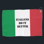 Italian flag of Italy custom golf towel gift<br><div class="desc">Italian flag of Italy custom golf towel gift. Personalized golfing presents for him or her. Unique Tricolore golf gifts for men and women. Create fun Christmas and Birthday presents for golfer, husband, dad, father, friend, co worker, boss, colleague, coach, instructor, trainer, teacher, grandpa, retired person, golf lover, player, tournament etc....</div>