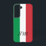 Italian flag of Italy custom monogram Samsung Galaxy Case<br><div class="desc">Italian flag of Italy custom monogram Samsung Galaxy S22 Case. Personalised phone cover with tricolore stripes.</div>