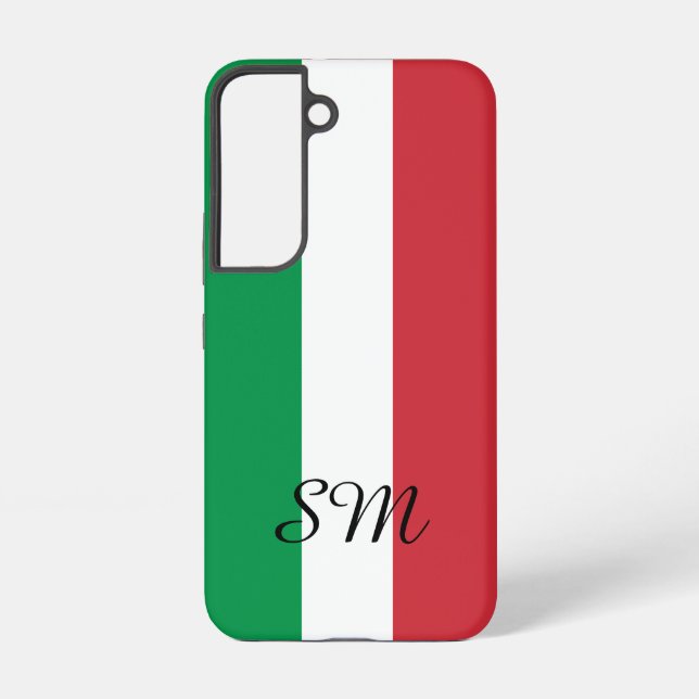 Italian flag of Italy custom monogram Samsung Galaxy S22 Case (Back)