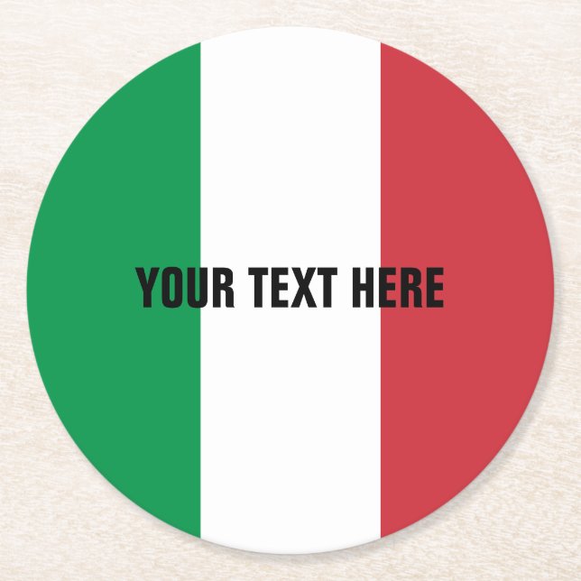Italian flag of Italy custom paper drink coasters (Front)