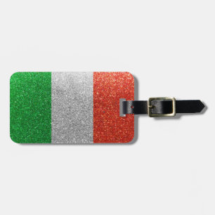 Italian Flag of Italy Milan Bling Glitter Fashion Luggage Tag