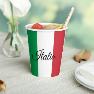 Italian Flag paper cups & Italy party / sports