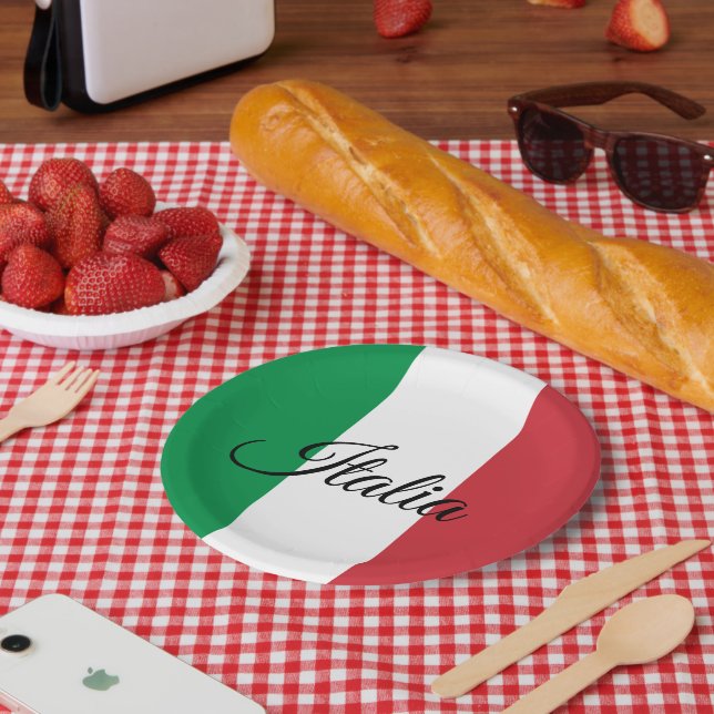Italian Flag paper plates & Italy party / sports (Picnic)