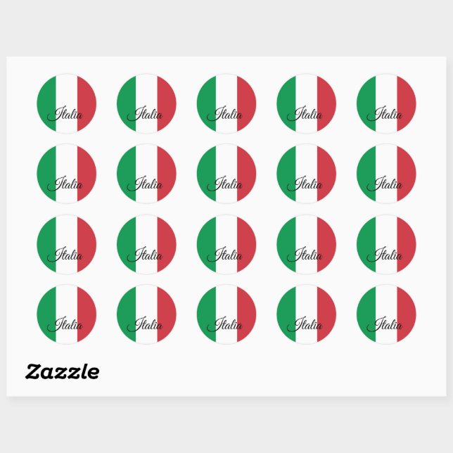 Italian Flag patriotic stickers, Italy Classic Round Sticker (Sheet)