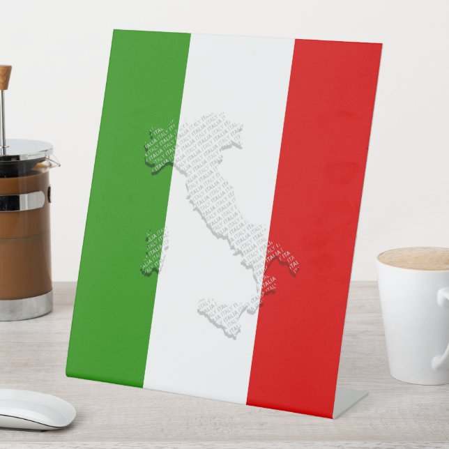 Italian flag pedestal sign (In SItu)