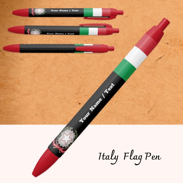 Italian Flag Pen, Italy / Personalised Black Ink Pen (Creator Uploaded)