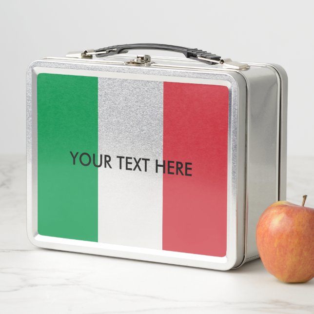 Italian flag personalised metal lunch box (In Situ)
