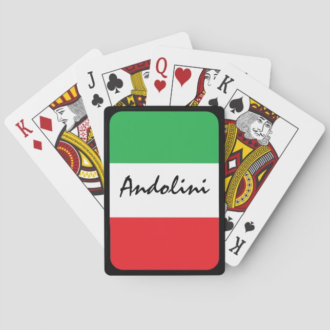Italian Flag Personalised Poker Custom Deck Playing Cards (Back)