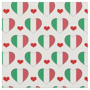 Italian Flag & Red Heart fashion Fabric /Italy