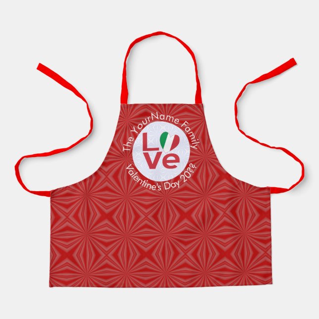 Italian Flag Red LOVE Personalised Kids  Apron (Front)