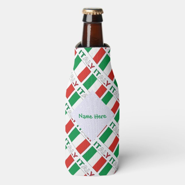 Italian Flag Republic Day Pride Personalised Gift Bottle Cooler (Bottle Front)