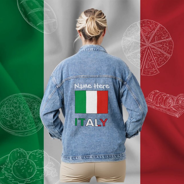 Italian Flag Republic Day Pride Personalised Gift Denim Jacket (Creator Uploaded)