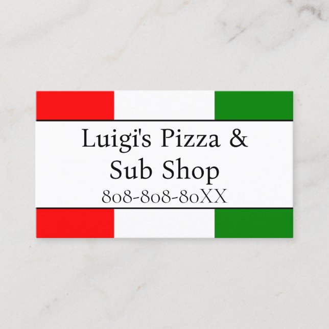 Italian Flag Restaurant Business Card (Front)