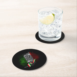 Italian flag round paper coaster