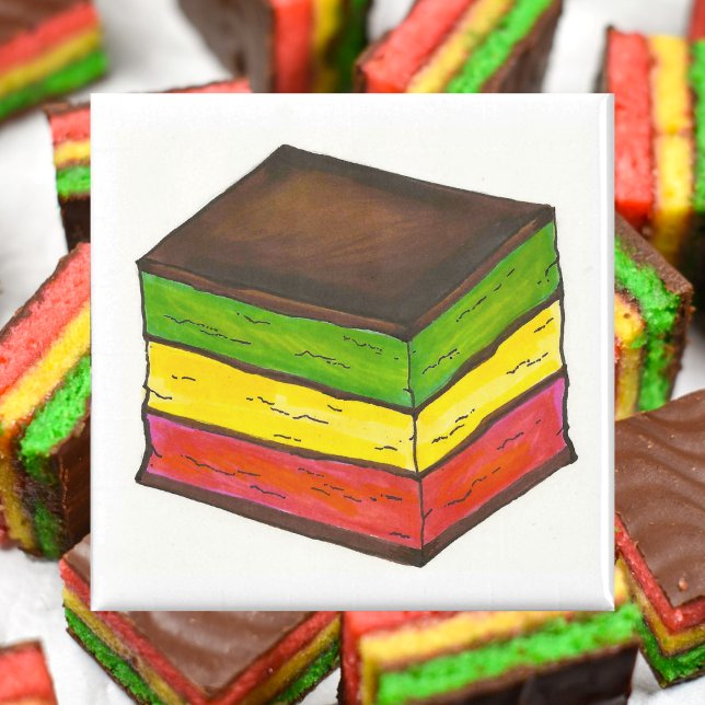 Italian Flag Seven Layer Rainbow Cookie Pastry Magnet (Italian rainbow cookie magnet)