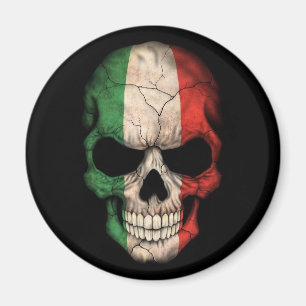 Italian Flag Skull on Black Magnet
