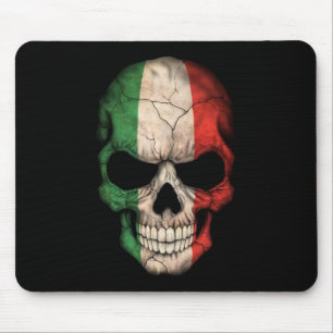 Italian Flag Skull on Black Mouse Mat