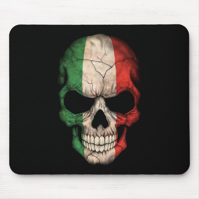 Italian Flag Skull on Black Mouse Mat (Front)