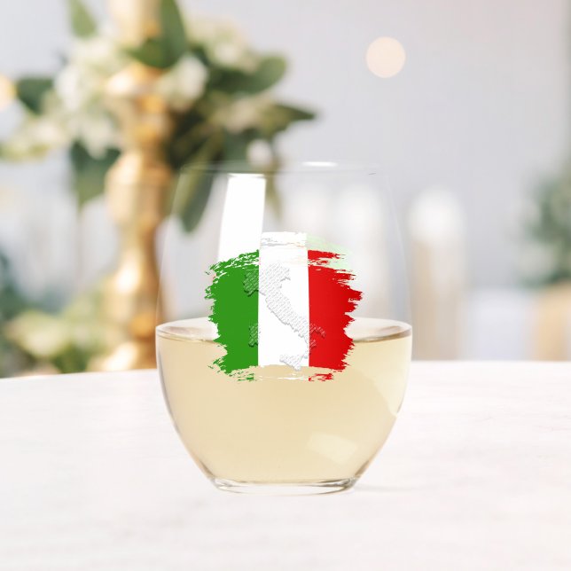 Italian flag stemless wine glass (Insitu (Wedding))