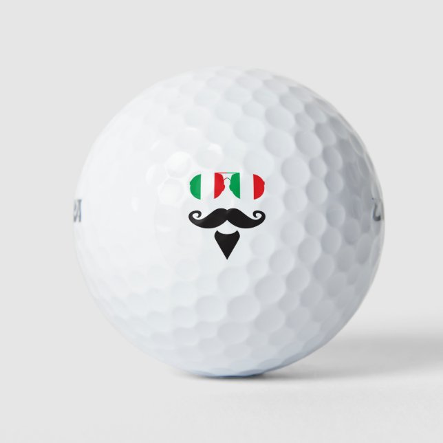 Italian Flag Sunglasses Moustache Golf Balls (Front)