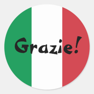 Italian Flag Thank You Grazie! Classic Round Sticker