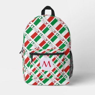 Italian Flag Tiled Monogrammed Printed Backpack