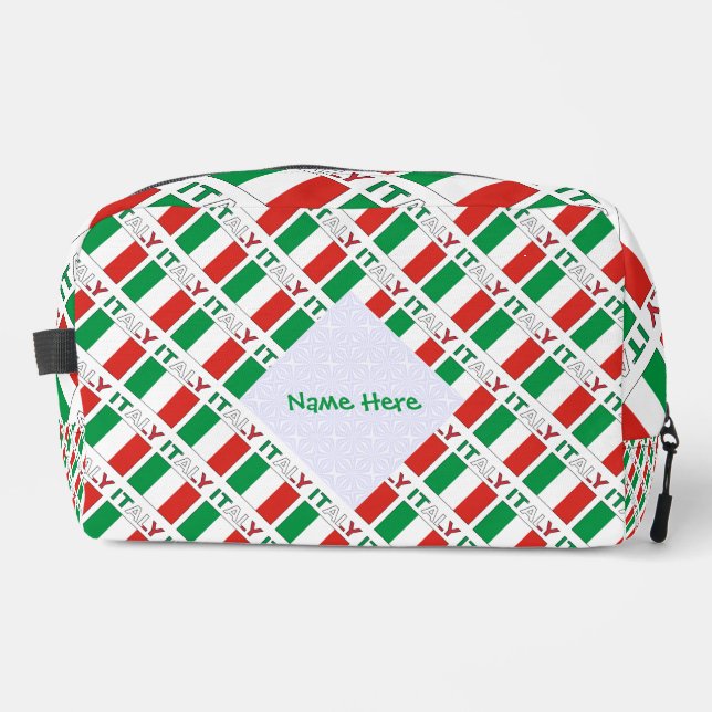 Italian Flag Tiled Personalised Heritage Design Dopp Kit (Front)