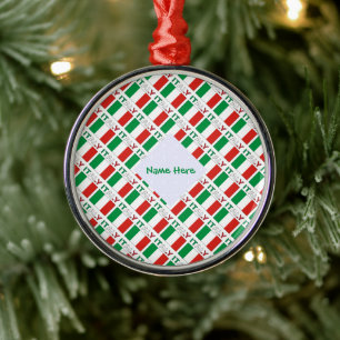 Italian Flag Tiled Personalised Heritage Design Metal Tree Decoration