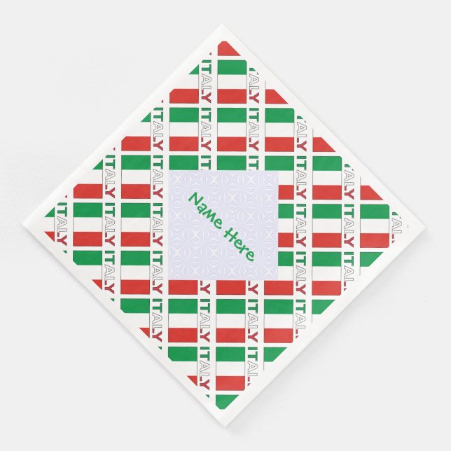 Italian Flag Tiled Personalised Heritage Design Napkin (Corner)