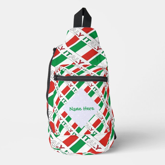 Italian Flag Tiled Personalised Heritage Design Sling Bag (Front)