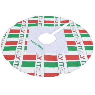 Italian Flag Tiled Personalized Heritage Design Faux Linen Tree Skirt
