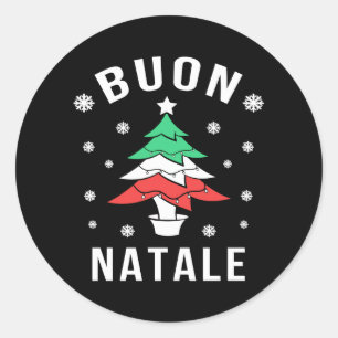 Italian Flag Tree Buon Natale Classic Round Sticker
