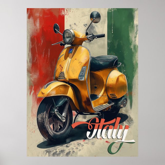 Italian Flag Vespa Scooter  Poster (Front)