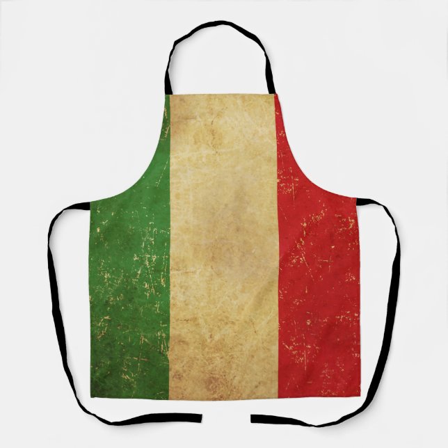 Italian Flag Vintage Grunge Design Apron (Front)