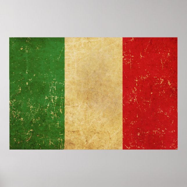 Italian Flag Vintage Grunge Design Poster (Front)