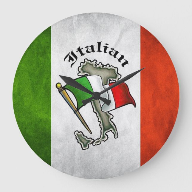 Italian Flag Wall Clock Italy (Front)