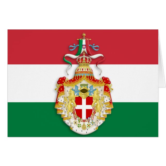 Italian Flag with insignia of the Kingdom of Italy (Front Horizontal)