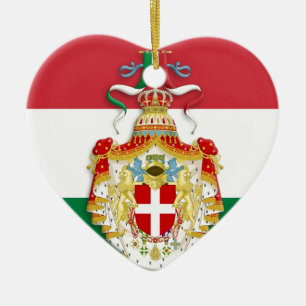 Italian Flag with insignia of the Kingdom of Italy Ceramic Tree Decoration
