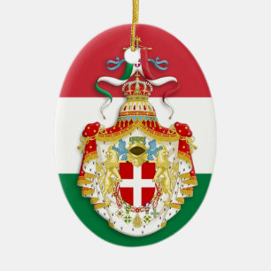 Italian Flag with insignia of the Kingdom of Italy Ceramic Tree Decoration