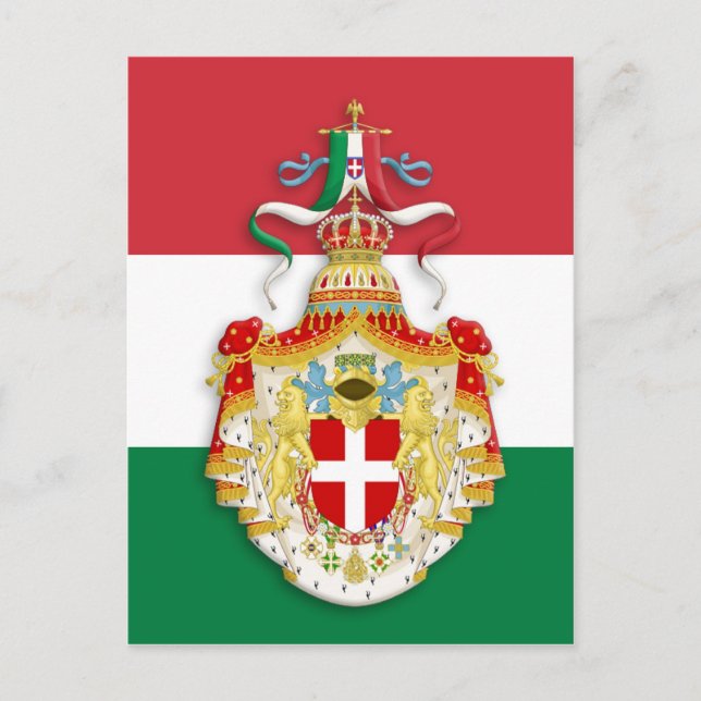 Italian Flag with insignia of the Kingdom of Italy Postcard (Front)
